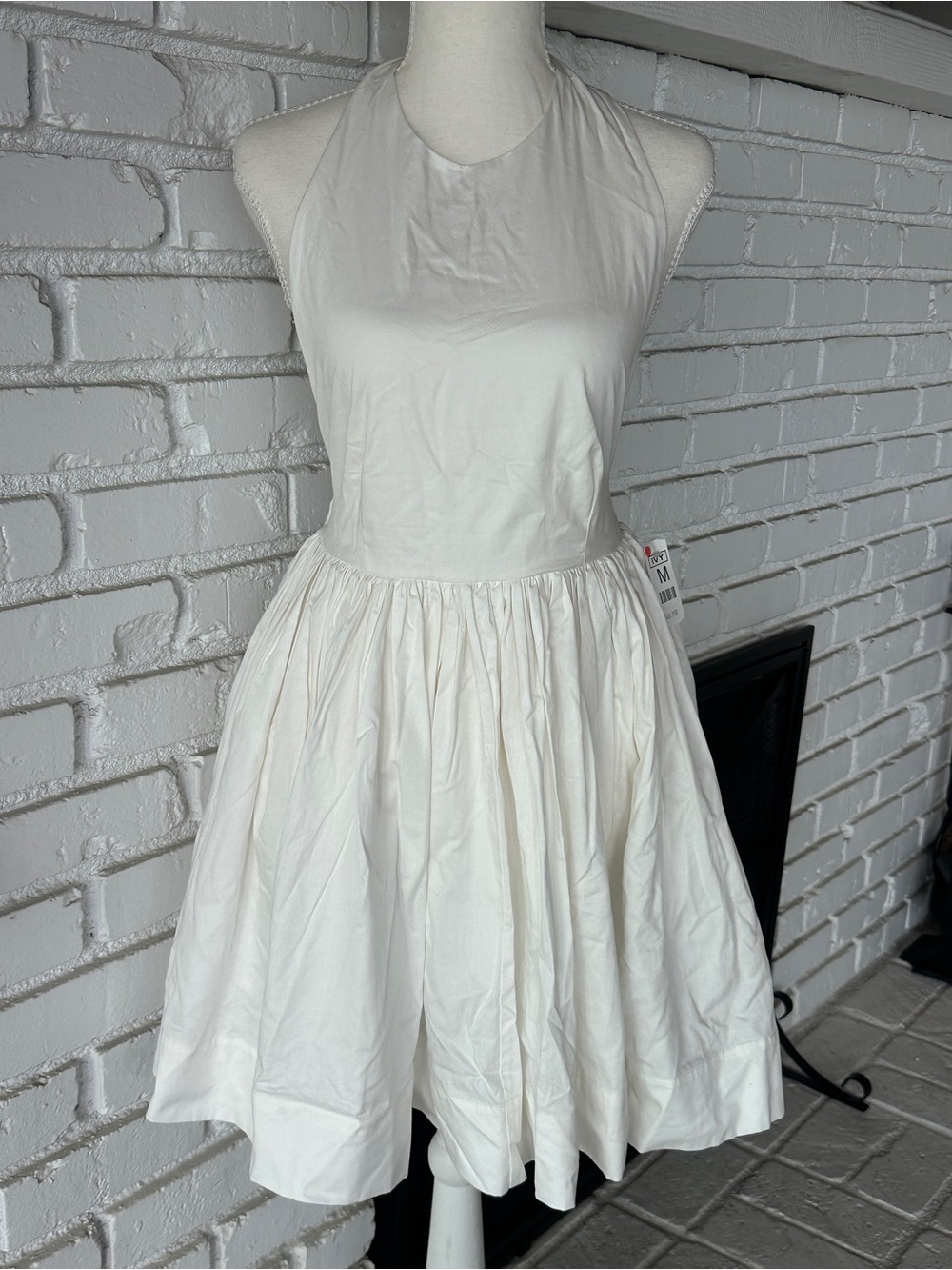 Mable Bridal Backless Halter Mini Dress Fit&Flare Cotton White Backless Bridal-M
